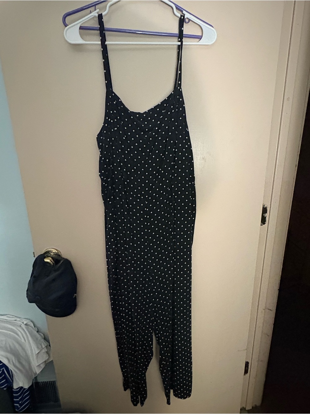 Old Navy Black Polka Dot Spaghetti-Strap Jumpsuit